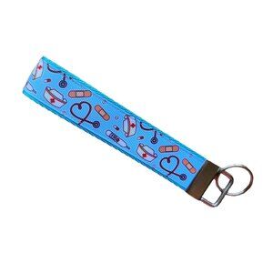 Handmade healthcare key fob, nurse medical wristlet keychain